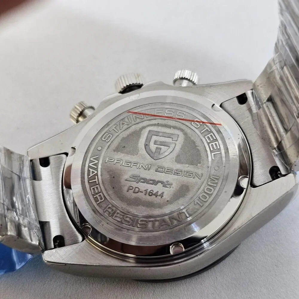 Pagani Design Men's Watch 40MM Black Dial‎ Black Bezel Gray Bracelet Band Date